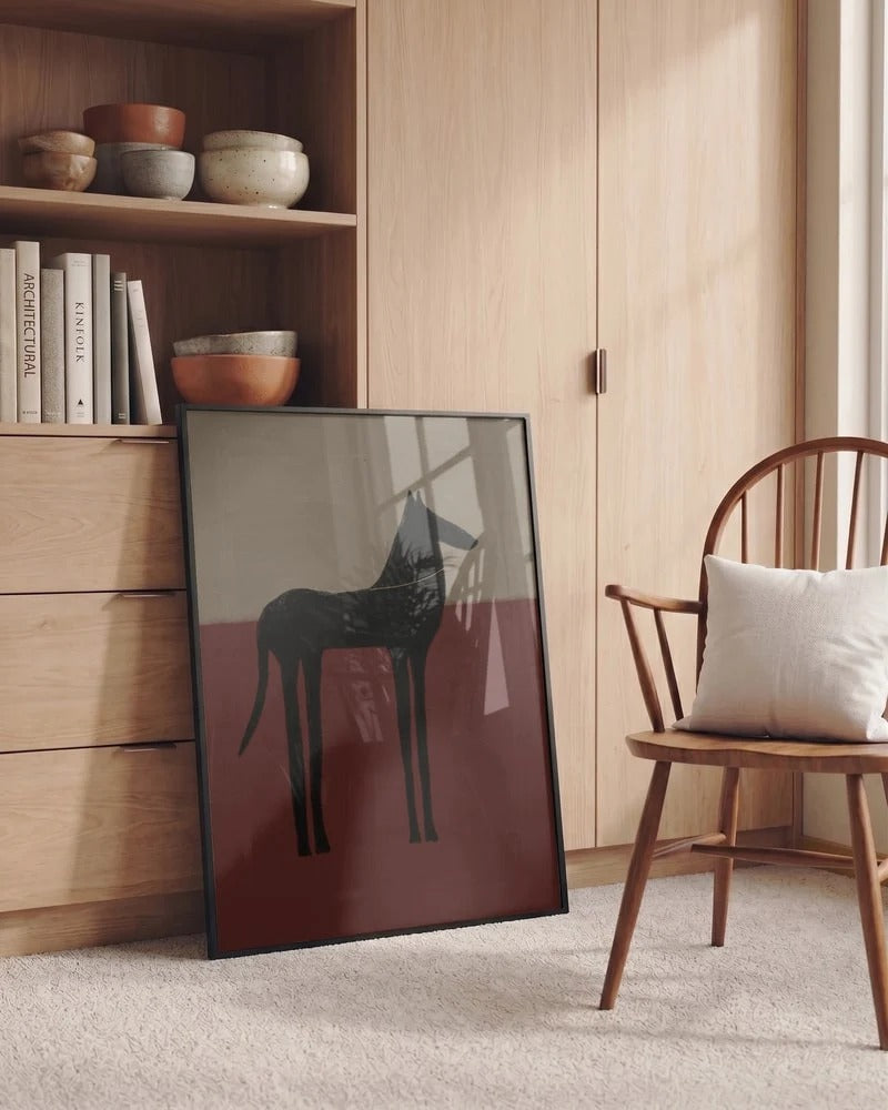 Abstract Black Horse Poster - Abstraktes Pferdemotiv Wandbild