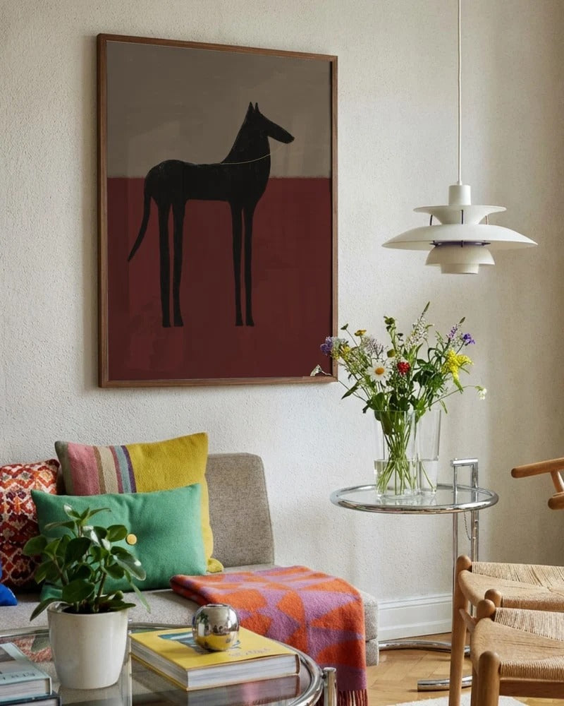 Abstract Black Horse Poster - Abstraktes Pferdemotiv Wandbild
